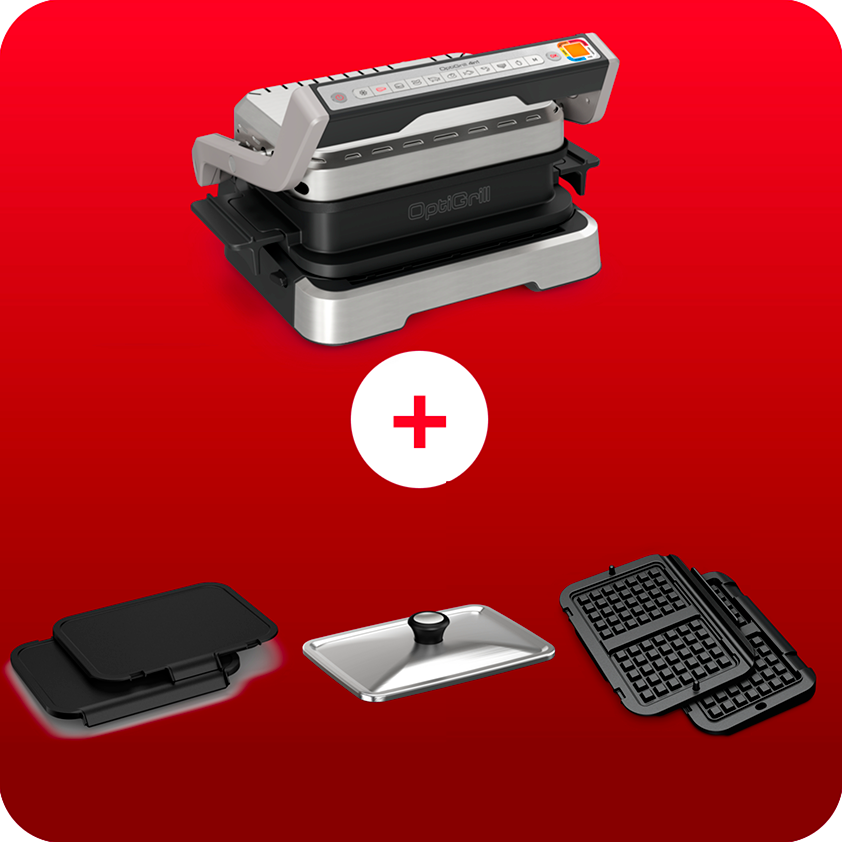 Tefal XA7248 OptiGrill Plaque Gaufrée Noire - Accessoire Pour Gaufres Belges Compatible OptiGrill+ Et Elite